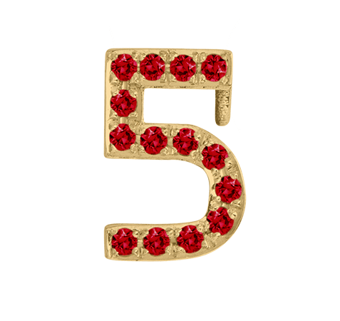 Yellow Gold, Ruby Number Bead - Roxanne First