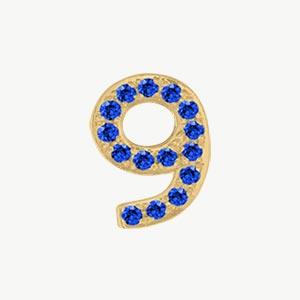 Yellow Gold, Blue Sapphire Number Bead - Roxanne First