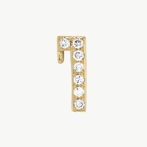 Yellow Gold, White Diamond Number Bead - Roxanne First