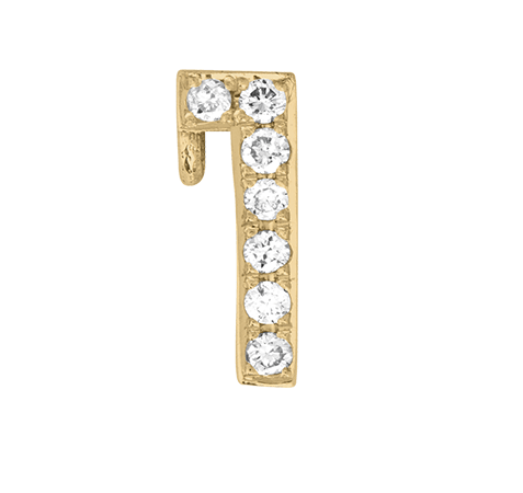 Yellow Gold, White Diamond Number Bead - Roxanne First