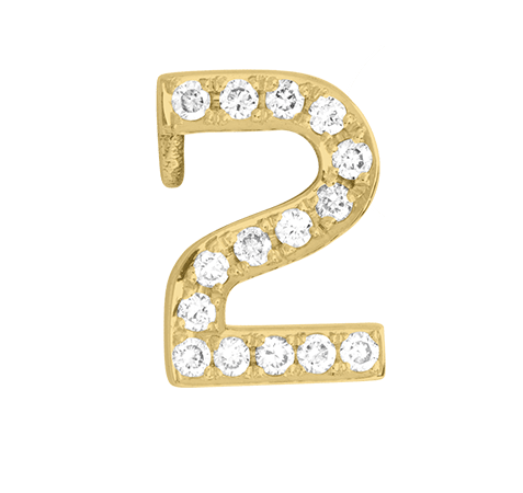 Yellow Gold, White Diamond Number Bead - Roxanne First