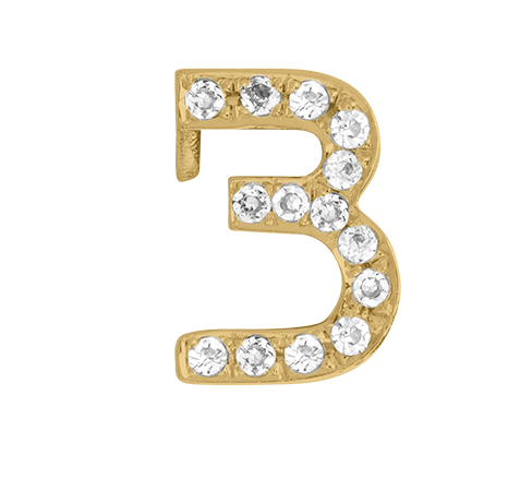 Yellow Gold, White Diamond Number Bead - Roxanne First