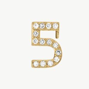 Yellow Gold, White Diamond Number Bead - Roxanne First