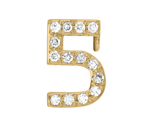 Yellow Gold, White Diamond Number Bead - Roxanne First