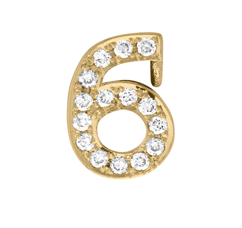 Yellow Gold, White Diamond Number Bead - Roxanne First