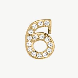 Yellow Gold, White Diamond Number Bead - Roxanne First