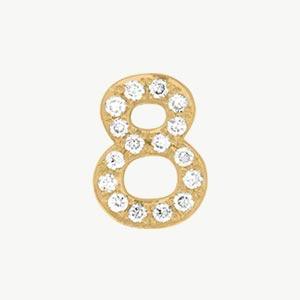 Yellow Gold, White Diamond Number Bead - Roxanne First