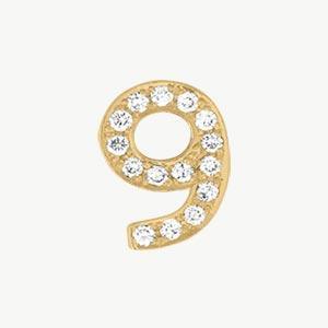 Yellow Gold, White Diamond Number Bead - Roxanne First