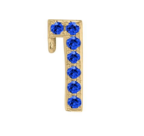 Yellow Gold, Blue Sapphire Number Bead - Roxanne First