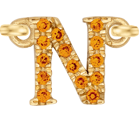 Yellow Gold, Orange Sapphire Letter - Roxanne First