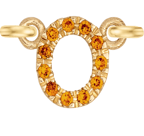 Yellow Gold, Orange Sapphire Letter - Roxanne First