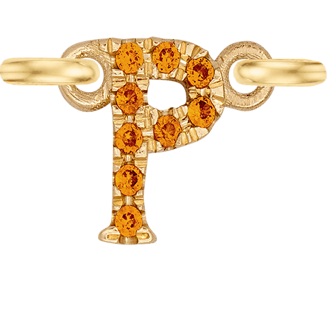 Yellow Gold, Orange Sapphire Letter - Roxanne First