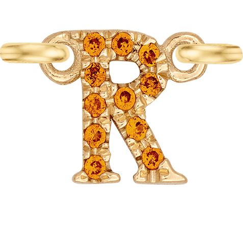 Yellow Gold, Orange Sapphire Letter - Roxanne First