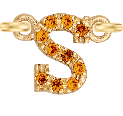 Yellow Gold, Orange Sapphire Letter - Roxanne First