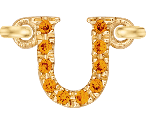 Yellow Gold, Orange Sapphire Letter - Roxanne First