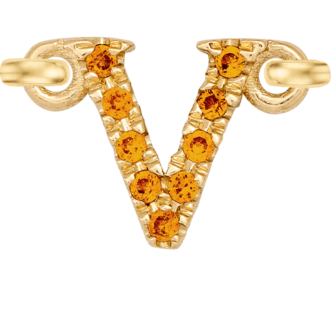 Yellow Gold, Orange Sapphire Letter - Roxanne First