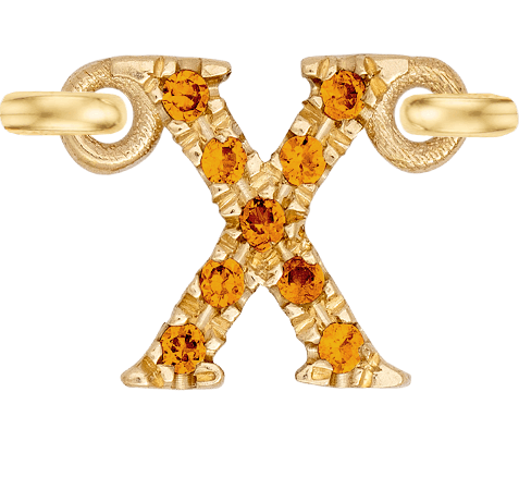 Yellow Gold, Orange Sapphire Letter - Roxanne First