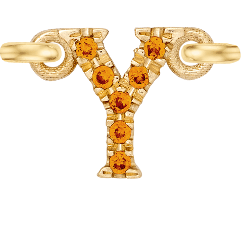 Yellow Gold, Orange Sapphire Letter - Roxanne First