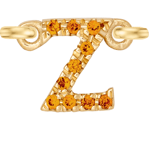 Yellow Gold, Orange Sapphire Letter - Roxanne First