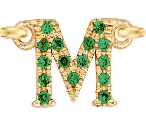 Yellow Gold, Green Garnet Letter - Roxanne First