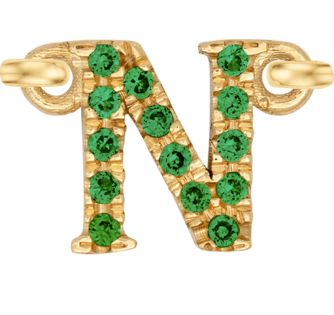 Yellow Gold, Green Garnet Letter - Roxanne First