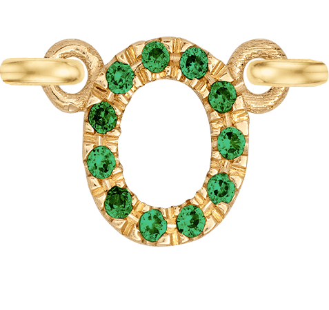 Yellow Gold, Green Garnet Letter - Roxanne First