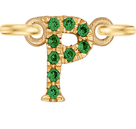 Yellow Gold, Green Garnet Letter - Roxanne First