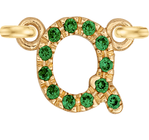 Yellow Gold, Green Garnet Letter - Roxanne First