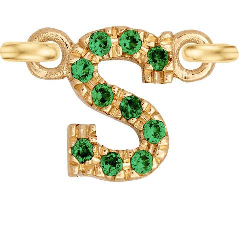 Yellow Gold, Green Garnet Letter - Roxanne First