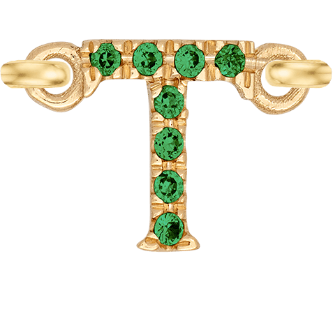 Yellow Gold, Green Garnet Letter - Roxanne First