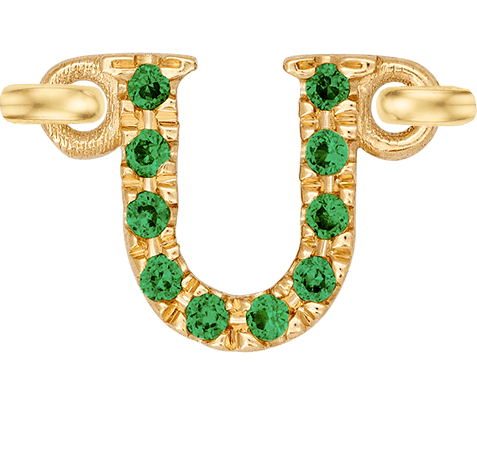 Yellow Gold, Green Garnet Letter - Roxanne First