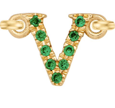 Yellow Gold, Green Garnet Letter - Roxanne First