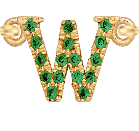 Yellow Gold, Green Garnet Letter - Roxanne First