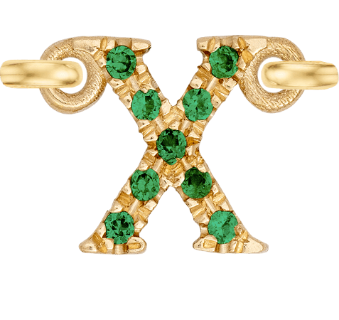 Yellow Gold, Green Garnet Letter - Roxanne First