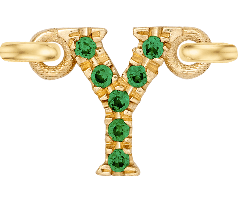 Yellow Gold, Green Garnet Letter - Roxanne First