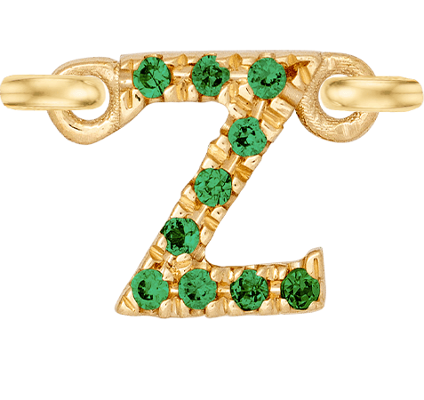 Yellow Gold, Green Garnet Letter - Roxanne First