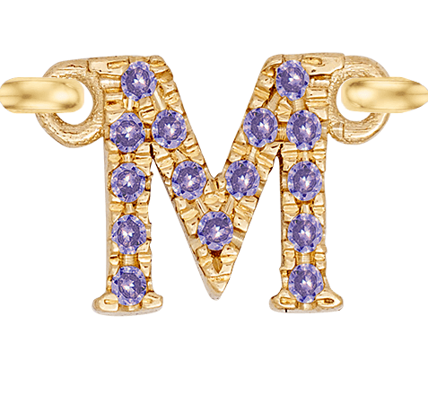 Yellow Gold, Lilac Sapphire Letter - Roxanne First