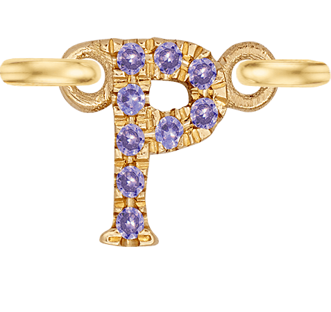 Yellow Gold, Lilac Sapphire Letter - Roxanne First