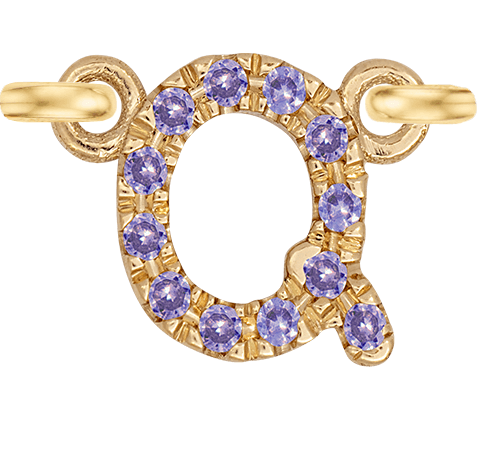 Yellow Gold, Lilac Sapphire Letter - Roxanne First