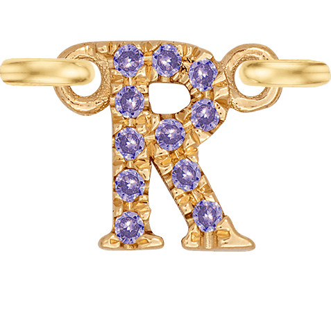 Yellow Gold, Lilac Sapphire Letter - Roxanne First