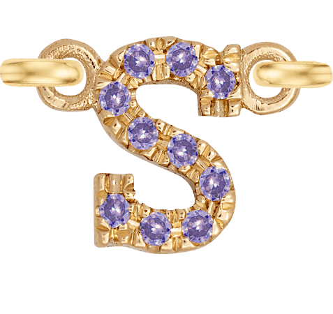 Yellow Gold, Lilac Sapphire Letter - Roxanne First