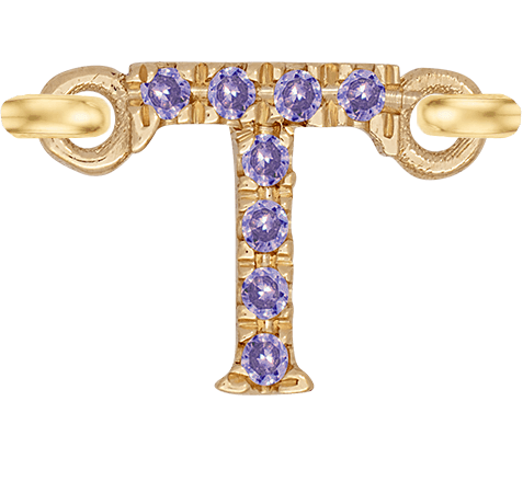 Yellow Gold, Lilac Sapphire Letter - Roxanne First