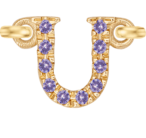 Yellow Gold, Lilac Sapphire Letter - Roxanne First