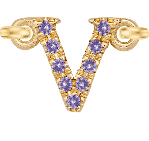 Yellow Gold, Lilac Sapphire Letter - Roxanne First