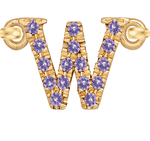 Yellow Gold, Lilac Sapphire Letter - Roxanne First