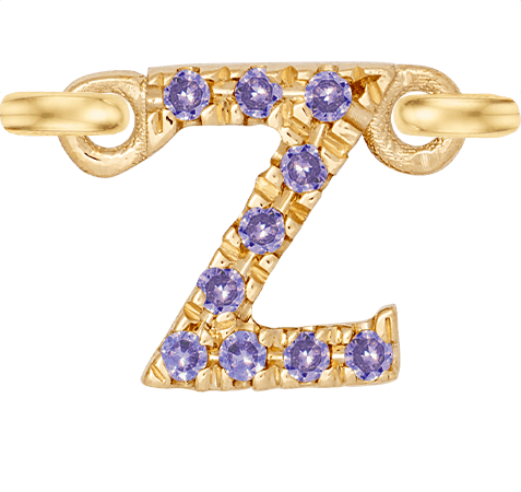 Yellow Gold, Lilac Sapphire Letter - Roxanne First