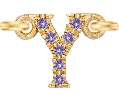 Yellow Gold, Lilac Sapphire Letter - Roxanne First