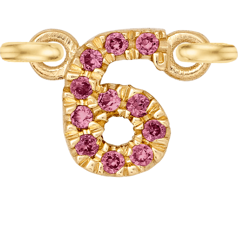 Yellow Gold, Pink Sapphire Number - Roxanne First