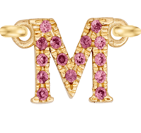 Yellow Gold, Pink Sapphire Letter - Roxanne First