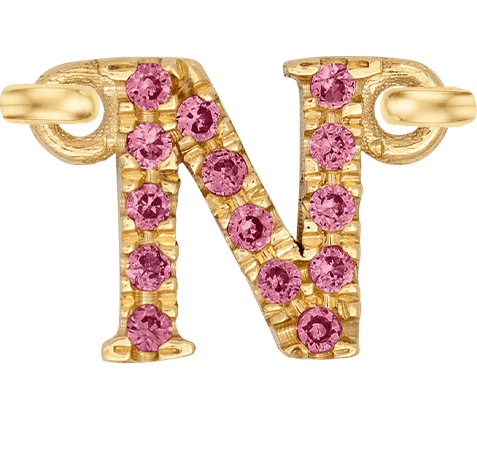 Yellow Gold, Pink Sapphire Letter - Roxanne First